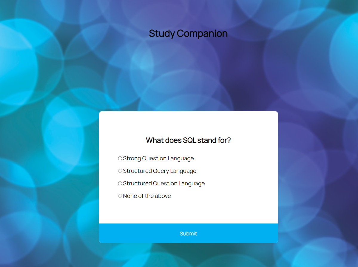 Screenshot of project titled Study Companion